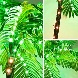 QUICARD Lighted Palm Trees for Outside Patio, 203 LED Artificial Fake Trees Lights Christmas Trees Lights for Decorations, Indoor, Homes, Offices, Beaches, Yards Pool, and Cruise Party (B-6FT)