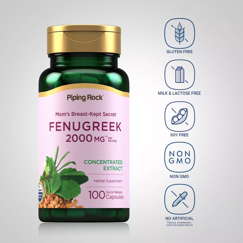 Piping Rock Fenugreek Seed Extract | 2000mg | 100 Capsules