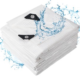 Vincreem 6 Pcs 5 Mil Tarp Cover 6 x 12 ft White Protective Cover Multipurpose PE Plastic Tarps Heavy Duty Waterproof with Grommets for Greenhouse, Canopy, Tent, Yard, and Outdoor Activities