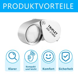 Diffaxy Jeweler Magnifying Glass 10X and 30X Folding Handheld Magnifier for Jewelers for Jewelry Identification, Pocket Magnifier for Gemstones, Jewelry, Rocks, Antiques and Newspaper Books