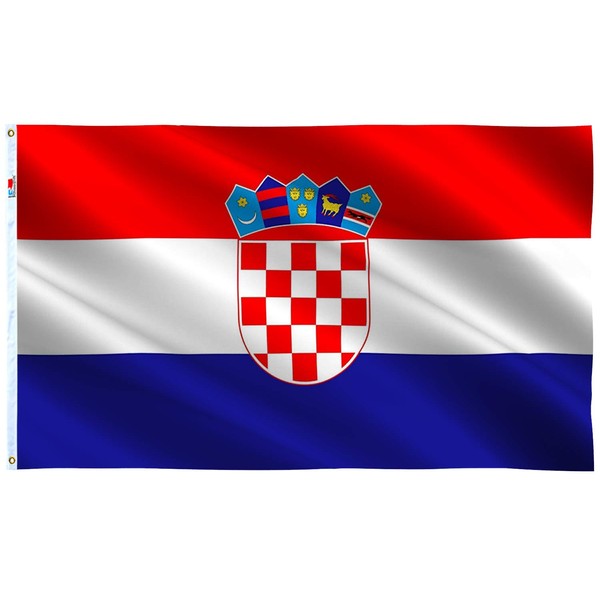 Croatia Flag 3x5 ft,Canvas Header and Double Stitched - Brass