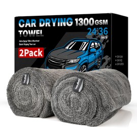 Paquete de 2 Toallas de Secado XL para Auto – Microfibra Ultra Absorbente de 1300GSM, Tamaño Grande de 24"x36", Bucle Trenzado, Sin Pelusa y Sin Rayas