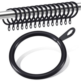 WANLIAN 50 pcs Metal Curtain Rings with Eyelet,1-1/4 inch Inner Diameter,Fits Up to 1 Inch Rod, Black(1-1/4in 50pcs)