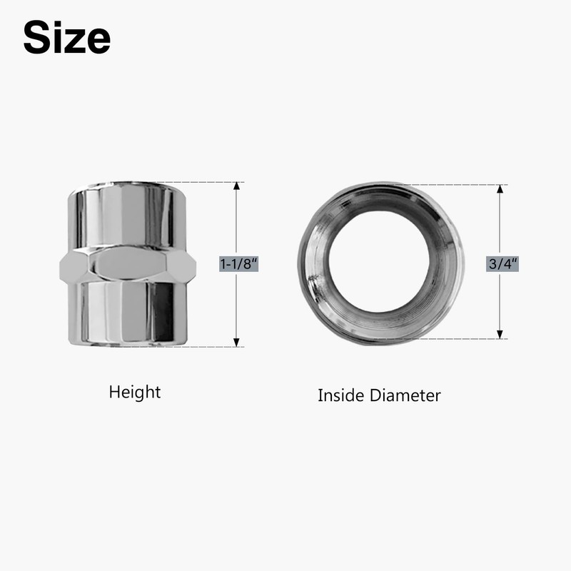 Naiture Brass 1/2 NPT Female Threaded Pipe Fitting Coupling, Chrome