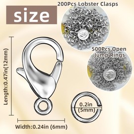MKCYD 700Pcs Lobster Claw Clasps and Open Jump Rings Set,18K Gold and Silver Necklace Clasp Bracelet Clasps and Closures Lobster Clasps Parrot Trigger Clasps for Jewelry Making