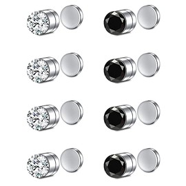 D.Bella Fake Nose Ring Stud for Women Fake Nose Piercing with Black CZ Nose Studs Non Piercing