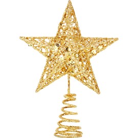 Decoración para árbol de Navidad de 6 pulgadas, exquisita decoración brillante para árbol de Navidad (dorado)