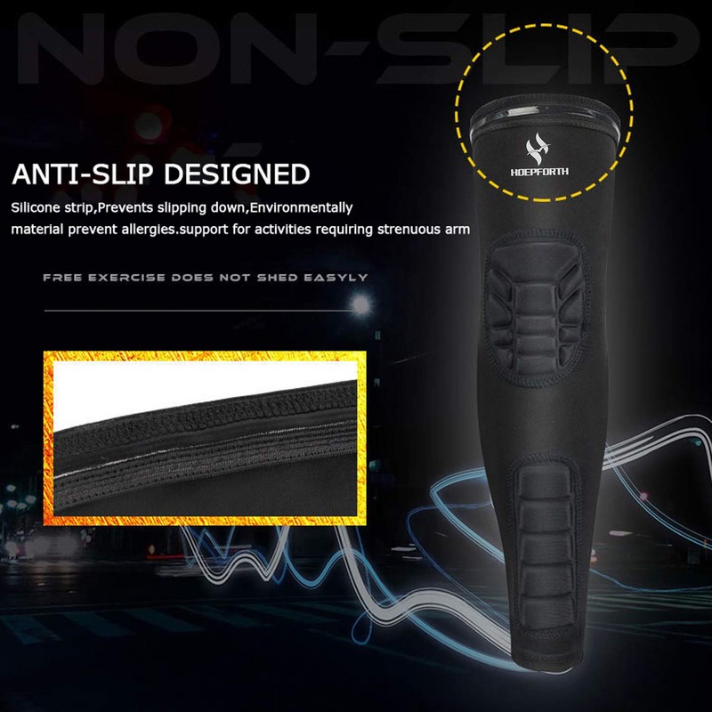 HOPEFORTH 2PCS Padded Elbow Forearm Sleeves Compression Arm Protective Support