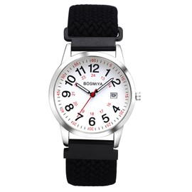 Lancardo Braided Elastic Strap Watch: Analog Quartz Adjustable Black Band Arabic Large Dial Casual Wristwatch for Men Women Easy-to-Read
