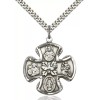 Bliss Sterling Silver 5-Way Christian Catholic Medal Pendant Necklace 24"