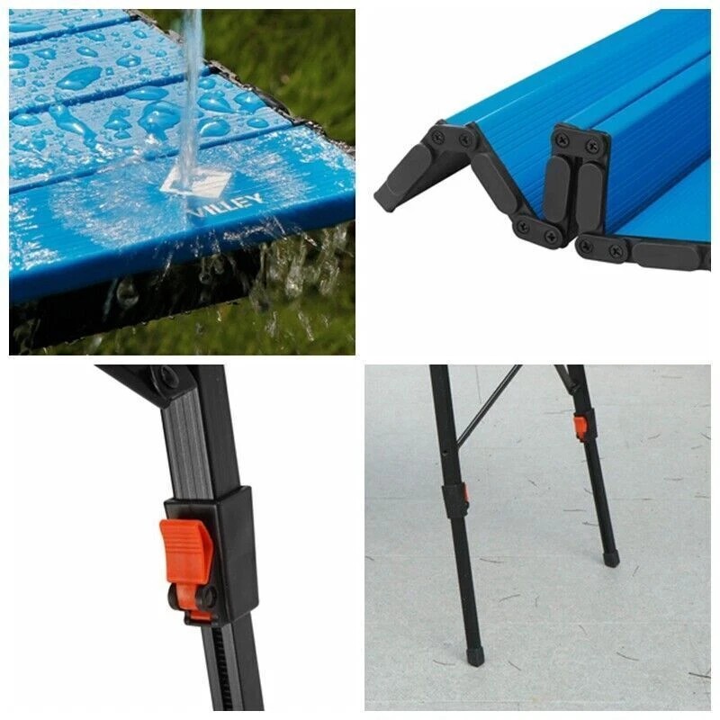 VILLEY Portable Camping Table Lightweight Aluminum Folding Beach Table for