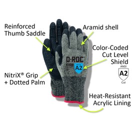 MAGID Heat Resistant Cut Level A2 Work Gloves, 12 PR, Nitrile Palm-Dotted Coating (Nitrix), Size 10/XL, 13-Gauge para-Aramid (Kevlar) Shell (GPD249)