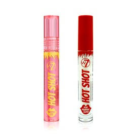 W7 Hot Shot Lip Plumping Duo - Hot Shot Gloss & Hot Shot Oil - 2Pcs Set - Non-Sticky, High-Shine Plumping Finish