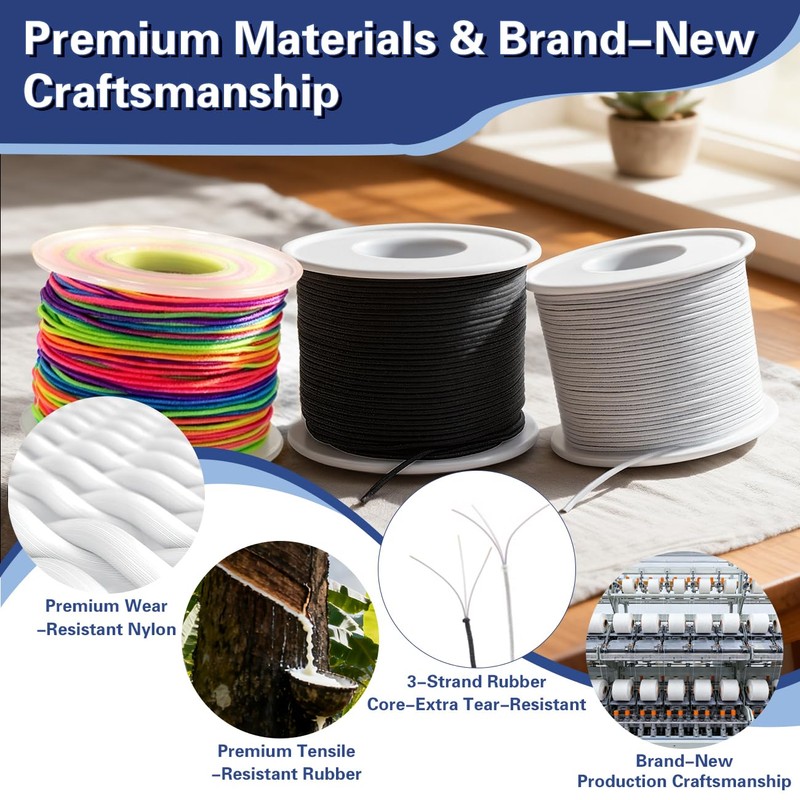 500 Feet Stretchy Bracelet String, 1mm Elastic String for Bracelets,