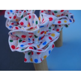 MeiMei Multicolor Spotty Dot Yellow Pattern Children Scrunchies, Hair Tie Rubber Elastic Band Bobble, Handmade Girls Women Hair Accessories, 1 Piece (Spot 1, Scrunchie -line)