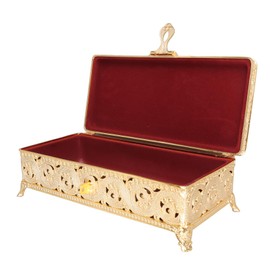 Metal Jewelry Box, Soft Velvet Prevents Fade Large Capacity Rectangular Vintage Trinket Box for Rings for Girls and Women for Watches (Gold)