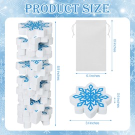 VWAERR Christmas Wooden Blocks Stacking Game, 45 PCS Tumbling Tower and Balance Game, Winter Stacking Board Toy with Storage Bag for Family & Party Fun Decor, Snowflake