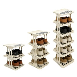 AKAZA Vertical Shoe Rack 6 Tier Adjustable Shoe Organizer – Narrow Shoe Shelf for Closet, Entryway, Bedroom, Cabinet & Apartment Storage, Holds 7 Pairs of Shoes, Easy to Assemble, Space Saver (White)