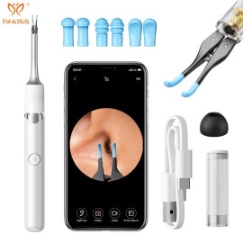 PAKISS Portable Wireless Otoscope Camera Intelligent Electric Visual Ear Cleaner Targeted Ear Wax Removalcolor: White