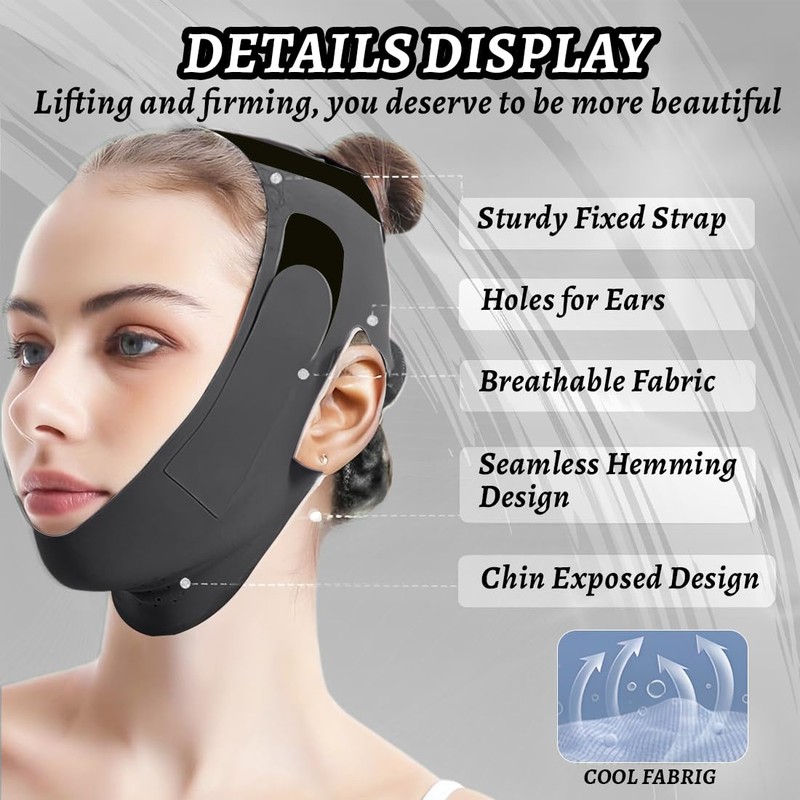 ZOPJUMA Reusable Chin Strap, V-shaped Chin Face Tightening Band, Face
