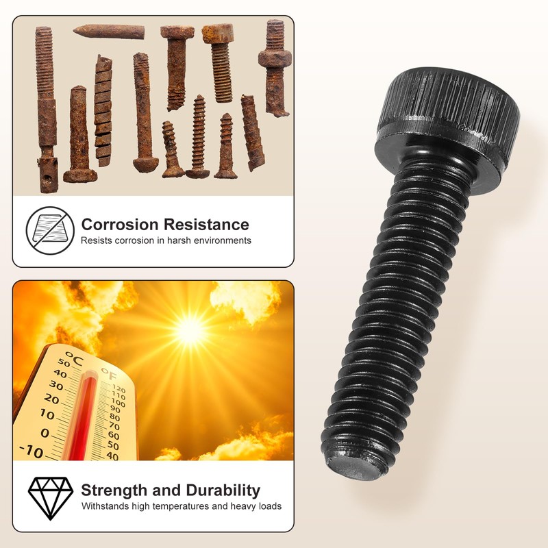 METALLIXITY Socket Head Cap Screws(M6-1x100mm)10Pcs, Carbon Steel Allen Socket Drive