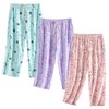 PNAEONG 3 Pack Women Pajama Pants Capri Length Drawstring Pj Bottoms Sleep Lounge Pants with Pockets 2X-Large