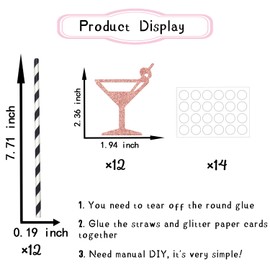 Fetch Me A Martini Paper Straw Decor, A Tini Bit Older Decor， Martini Straws, Tropical Hawaiian Beach Summer Party Decorations, Martini Themed Bachelorette Party Decorations Supplies Rose Gold