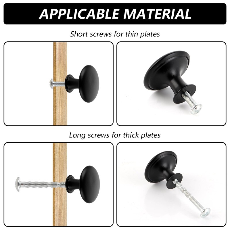 LOPYXBR 30 Pieces Furniture Knobs Black, 30mm Round Cabinet Knobs