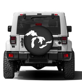 Foruidea State of Michigan Great Lakes Spare Tire Cover Dust-Proof Wheel Tire Cover Fit Trailer, RV, SUV and Many Vehicle 15 Inch