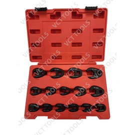 VCT 15pc Imapct Crowfoot Flare Nut Wrench Metric MM Chrome-Moly Set, 3/8" & 1/2" Drive Ratchet 8mm too 24mm