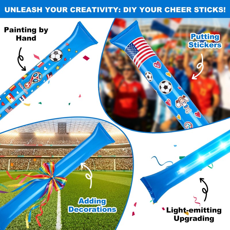 ZenNex 60 Pack Thunder Sticks Cheering Sticks Solid Color Thicken