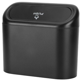 Fydun Cubo de Basura para Coche, Bote de Basura Portátil Colgante con Tapa Accesorio, Contenedor de Basura Interior Vehículo Negro para Automóvil en Casa, Oficina