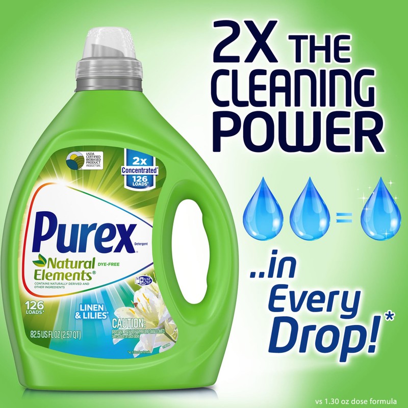 Purex Liquid Laundry Detergent, Natural Elements Linen & Lilies, 2X