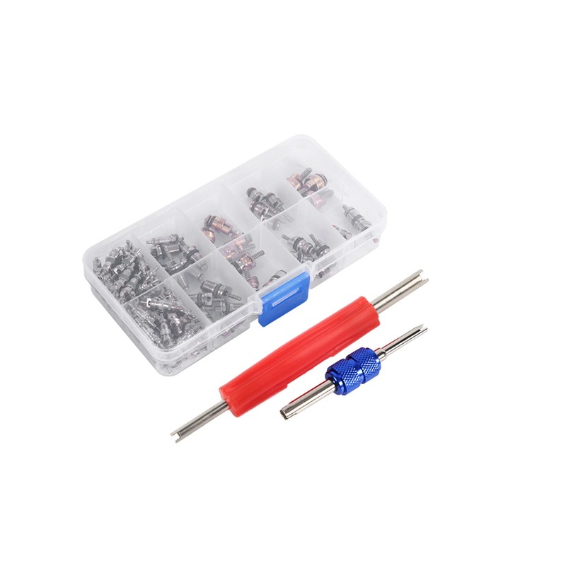 Air Conditioning Valve Insert, 102 Pieces Assortment A/C R134a/R12 K?ltereifenVentil-Schaftkern-Werkzeugzeugatz,