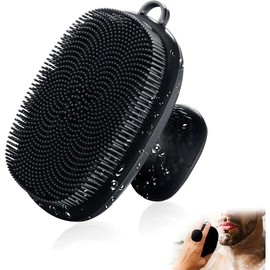 VMY Face Scrubber, Silicone Face Scrubber for Men, Facial Cleansing Brush Silicone Face Wash Brush Manual Waterproof Cleansing Skin Care Face Brushes for Cleansing and Exfoliating Black Lightweight Handle Comfort - Color: Blue