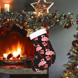 Oxcav Flamingo Christmas Stockings for Family Holiday Decor Party Gift Fireplace Hanging Decoration 18 Inches