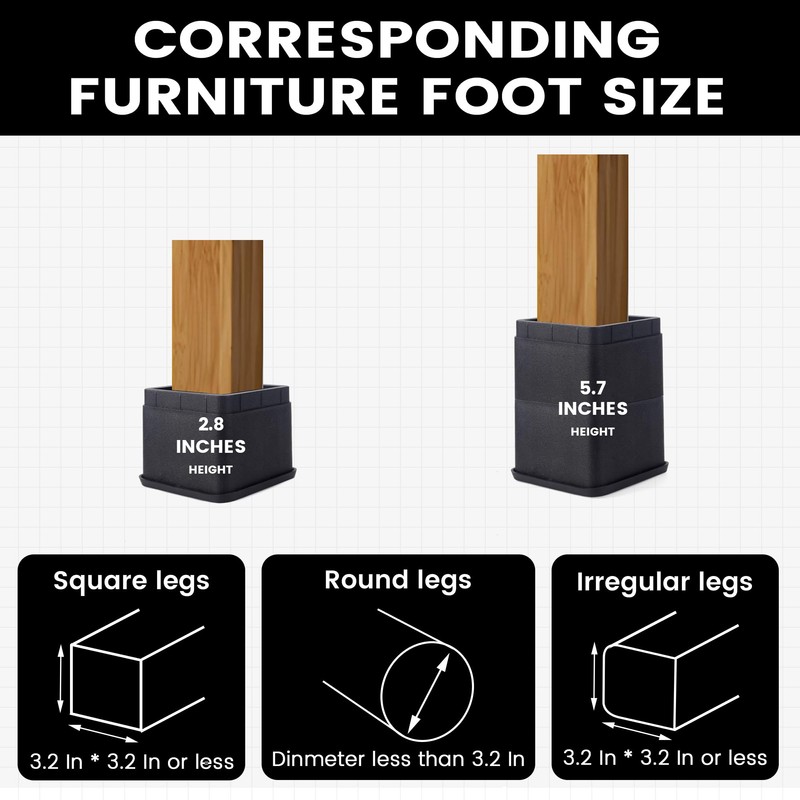 BTSD-home Adjustable Bed Risers 3 or 6 Inch - Heavy
