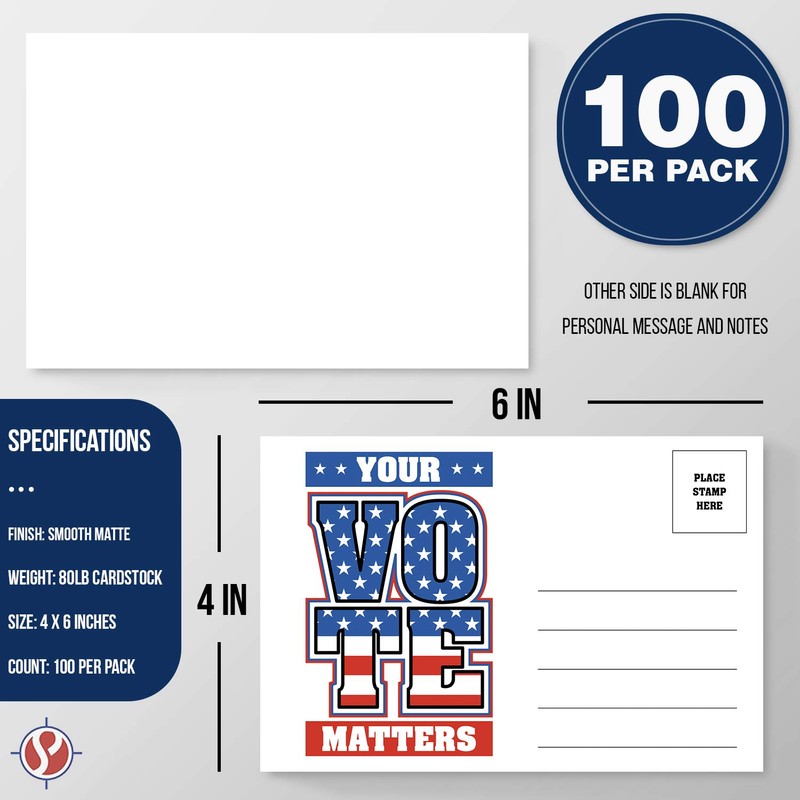 Your Vote Matters – Blank Patriotic Voting Post Cards for