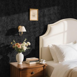 HelloWall 17.7"x317" Black Velvet Wallpaper Peel and Stick Velvet Fabric Wallpaper Soft Flock Contact Paper for Drawer Liner Home Theater Bedroom Self Adhesive Flocking Liner Felt Sheets for Crafts