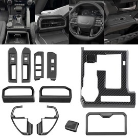 Interior Trim Kit for Toyota Tacoma 2024 2025 SR SR5 Gear Shift Panel Cover Steering Wheel Cover Shift Knob Cover Window Switch Panel Cover Air Vent Trim Front Cup Holder Trim(Carbon Fiber Printing)