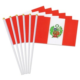 Peru Flag Small Peruvian Flag 12 Pack Mini Hand Held Peruvian Flags on Sticks for Party Parades Sports Events Patriotic Holiday Decorations