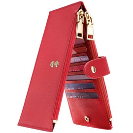 Travelambo RFID Wallet Women Large Size Bifold Multi Card Wallet Case with Zipper Pocke Credit Card Holder for Women