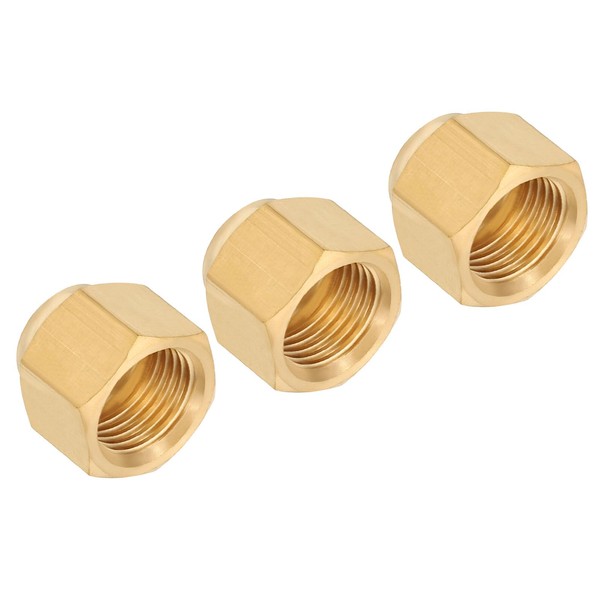 PATIKIL Brass Flare Cap, 3pcs 5/16" Tube OD SAE 45