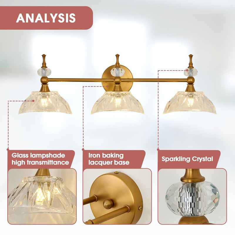 Qgiytp Vintage Bathroom Light Fixtures Gold Bathroom Vanity Light with