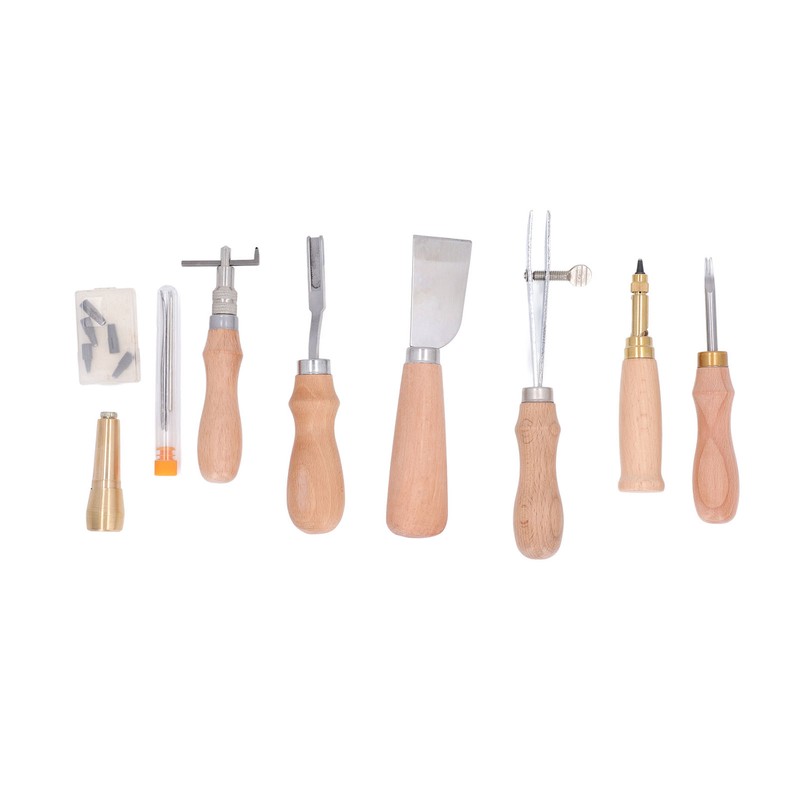 Leather Working Tools Set Log Color Curved Handle DIY Hand