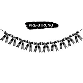 Hdnpea Pre-Strung Extra Large Bow Garland Decorations Jumbo Reusable Bow Banner with 12 Colors Options for Bachelorette Parties Bridal Showers Birthdays Baby Showers & Valentine’s Day (Black)