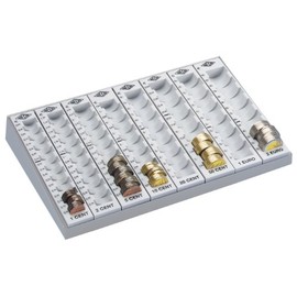 Wedo 160780037 Money-Counting Tray with Removable Coin Holders 27.9 x 18.8 x 4.8 cm Light Grey