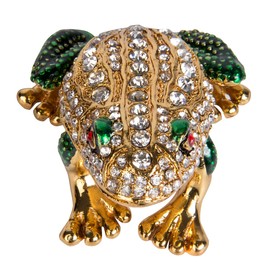 QIFU Hand Painted Enameled Frog Style Decorative Hinged Jewelry Trinket Box Unique Gift for Home Decor