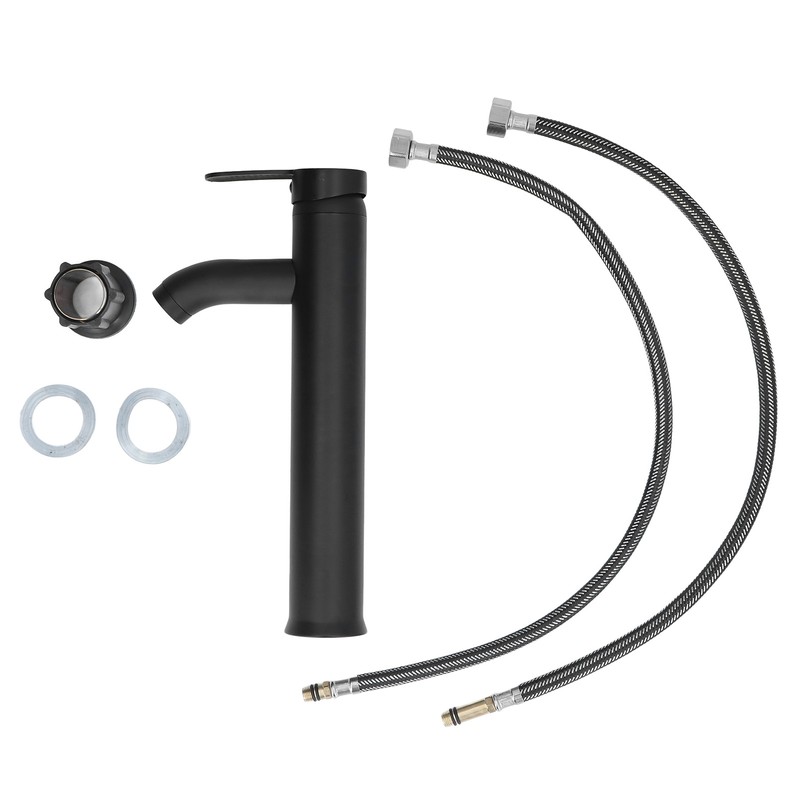 Black Faucet Bathroom G1/2 Stainless Steel Easy Control Matte Black