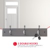 Home Basics Grey Wall-Mounted Hanging Rack 3 Double Hooks for